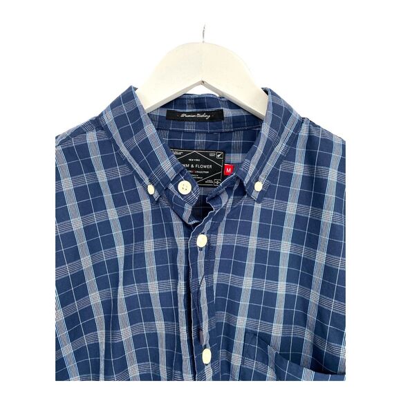 NEW $58 Denim & Flower Mens Cotton Long Sleeve Button Slim Fit Shirt Navy Size M - Picture 9 of 10